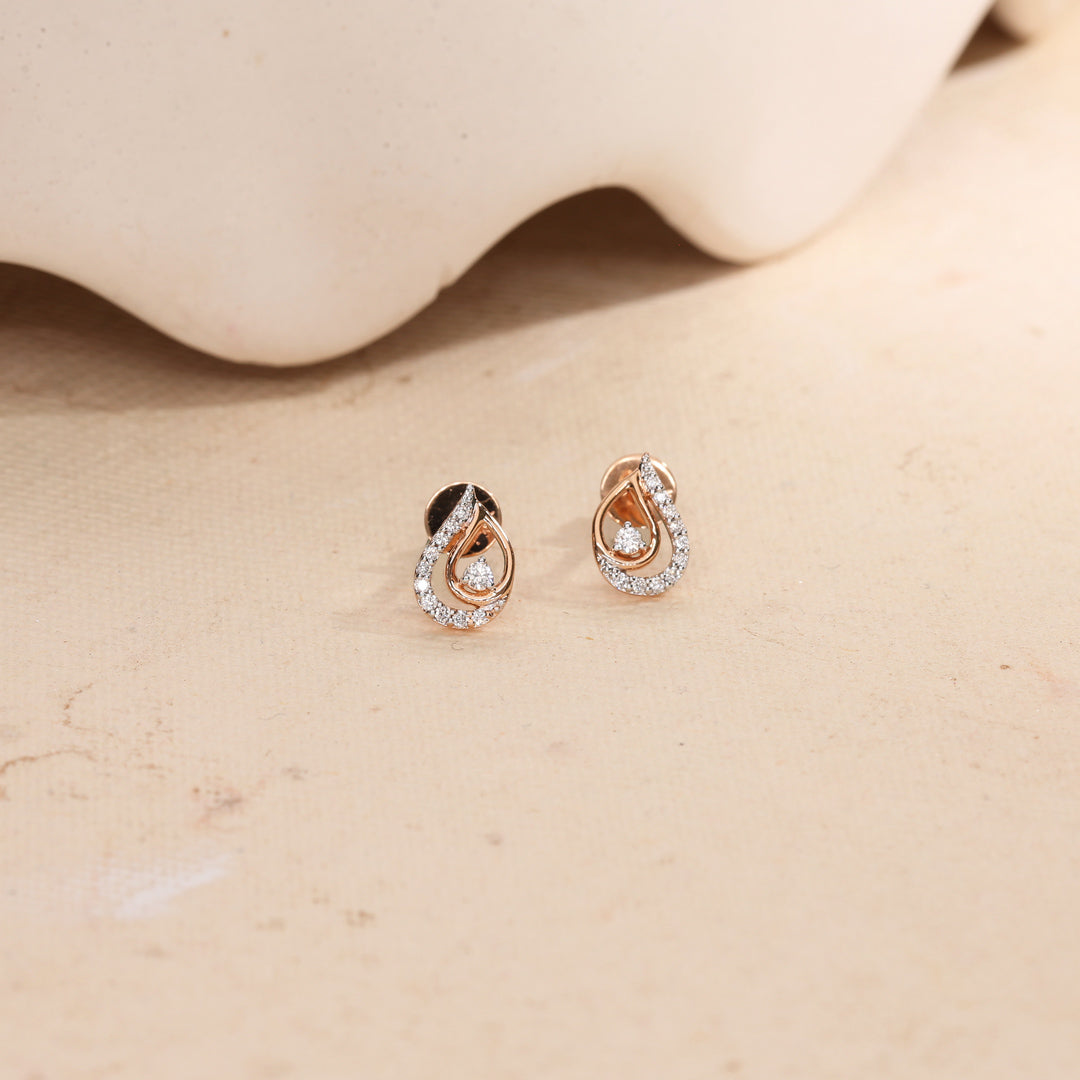 Dew Breeze Diamond & Gold Stud Earrings for Women
