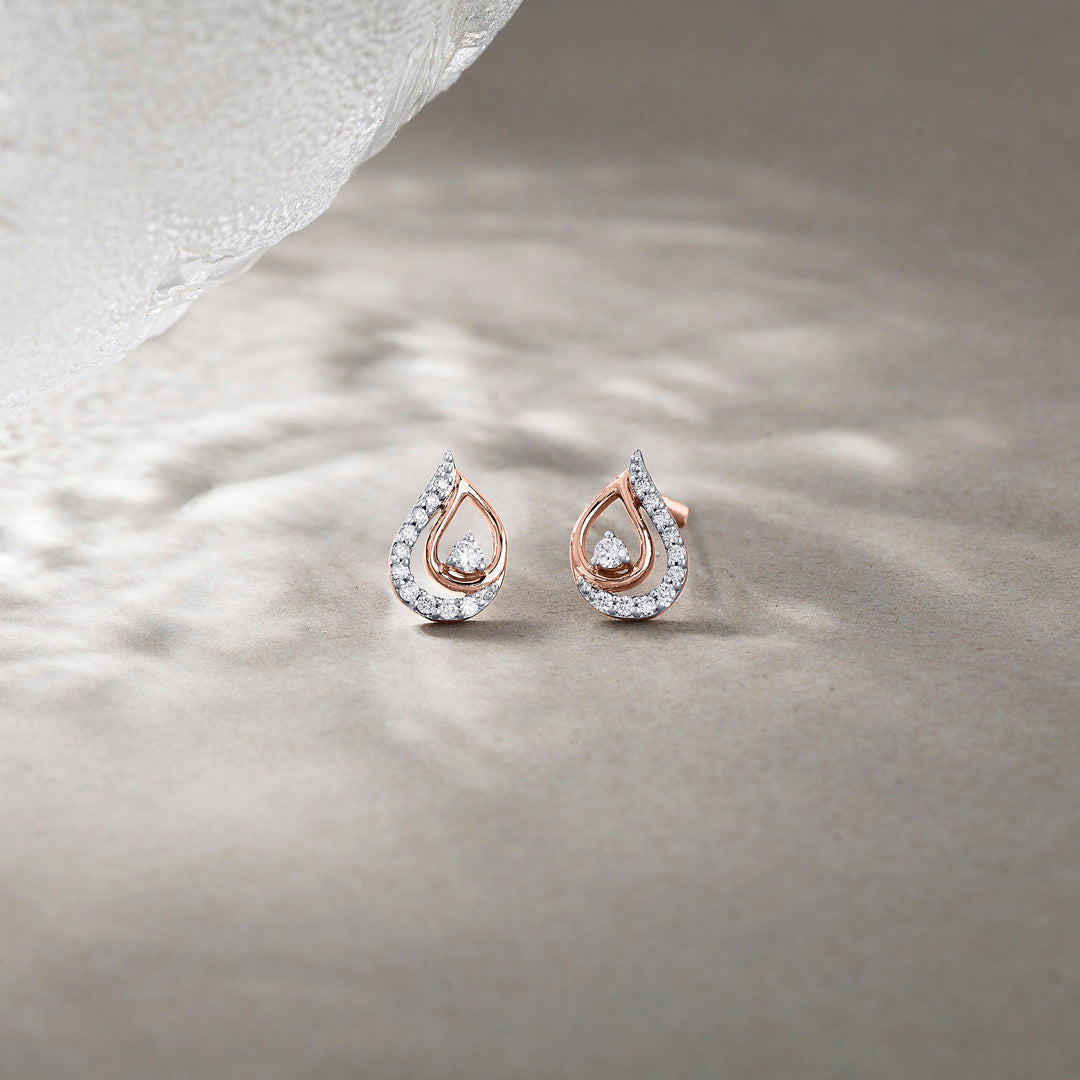 Dew Breeze Diamond & Gold Stud Earrings for Women