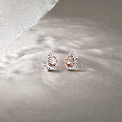 Dew Breeze Diamond & Gold Stud Earrings for Women