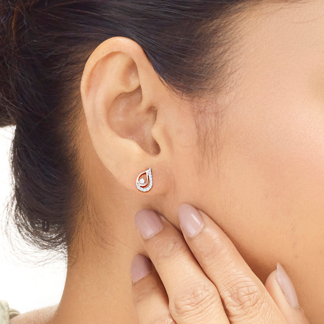 Dew Breeze Diamond & Gold Stud Earrings for Women