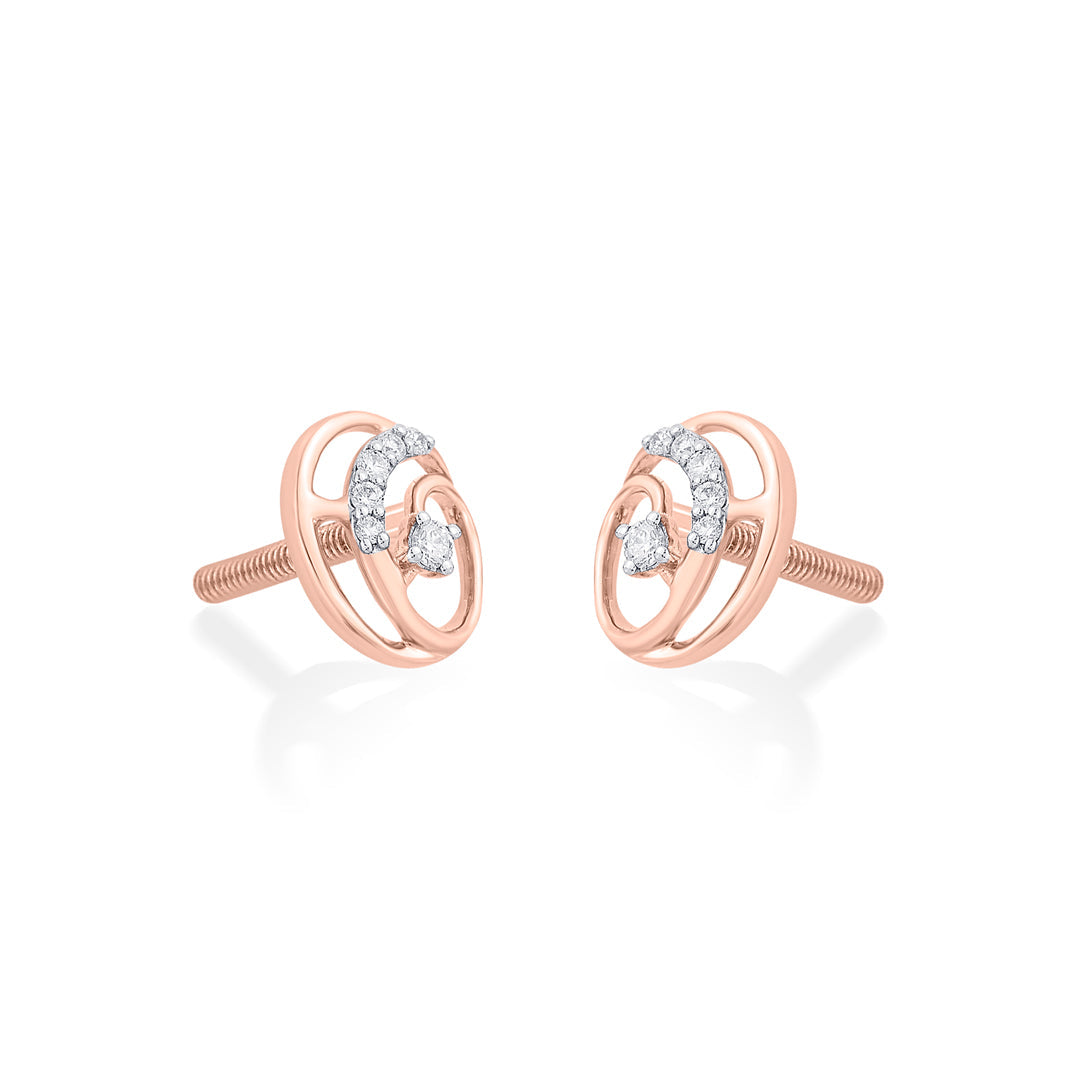 Crystal Accent Diamond & Gold Stud Earrings for Women