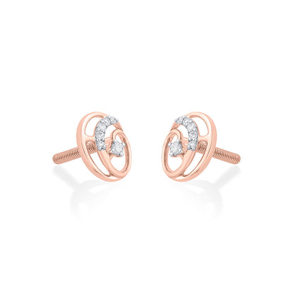Crystal Accent Diamond & Gold Stud Earrings for Women