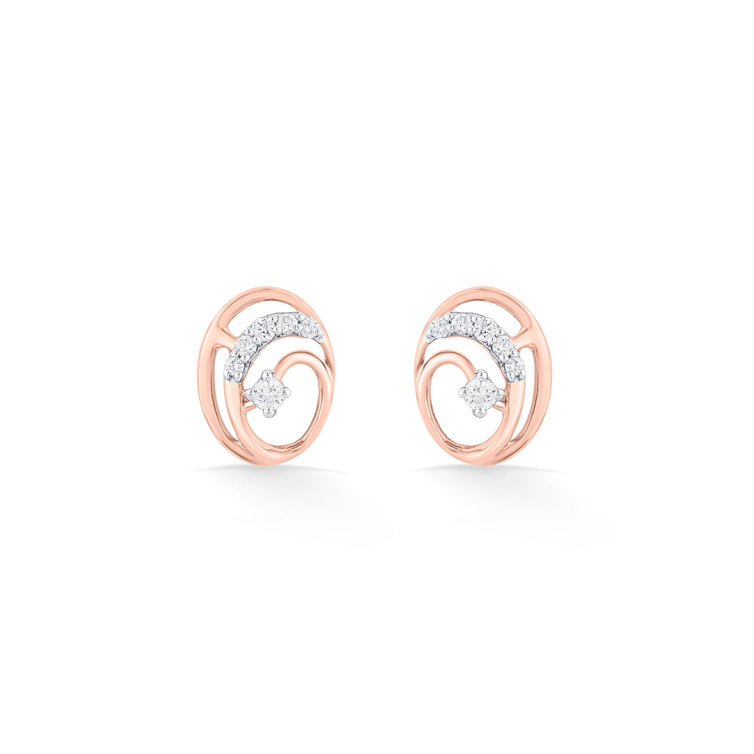 Crystal Accent Diamond & Gold Stud Earrings for Women