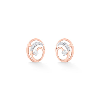 Crystal Accent Diamond & Gold Stud Earrings for Women