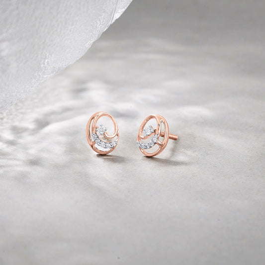 Crystal Accent Diamond & Gold Stud Earrings for Women