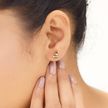 Crystal Accent Diamond & Gold Stud Earrings for Women