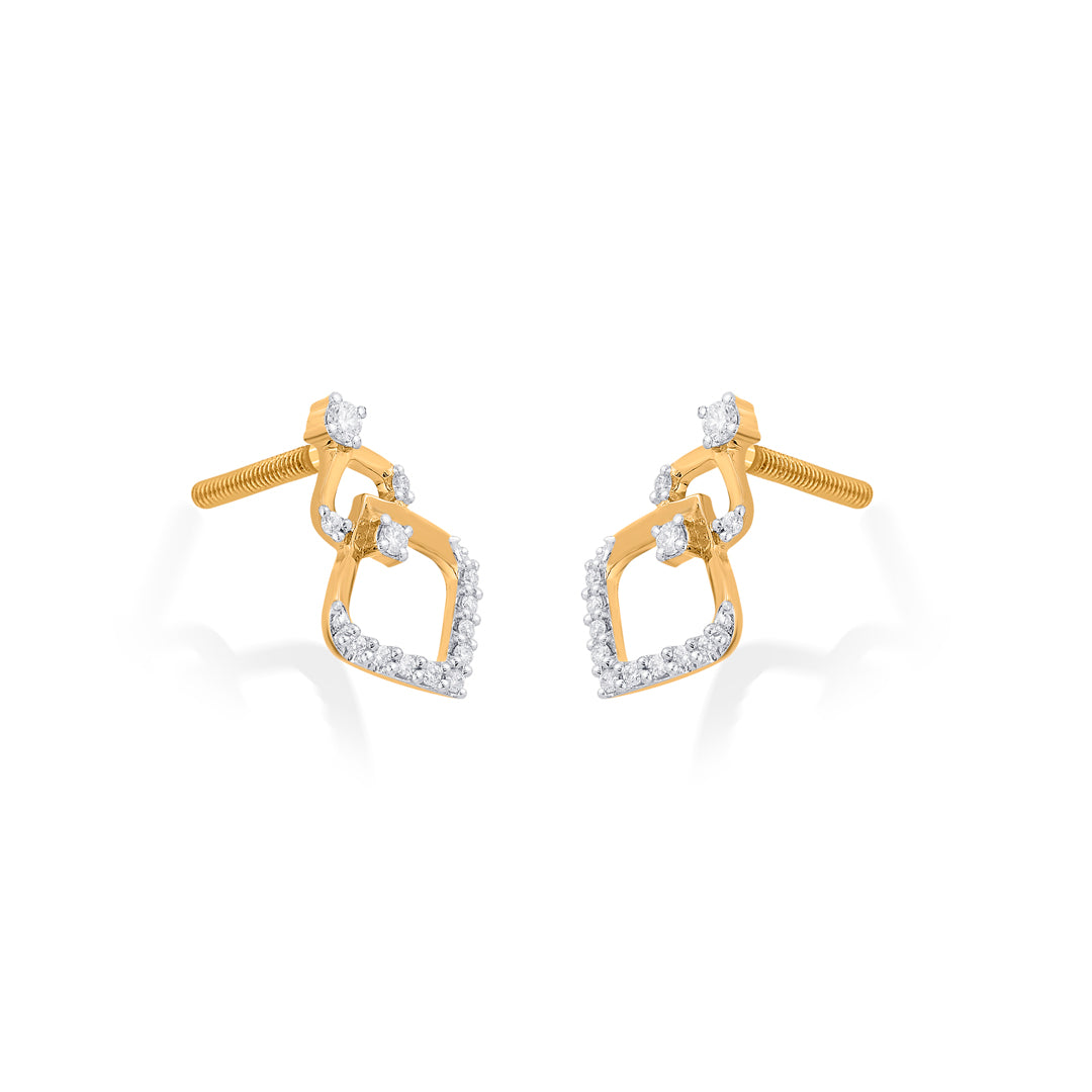 Star Dew Diamond & Gold Stud Earrings for Women