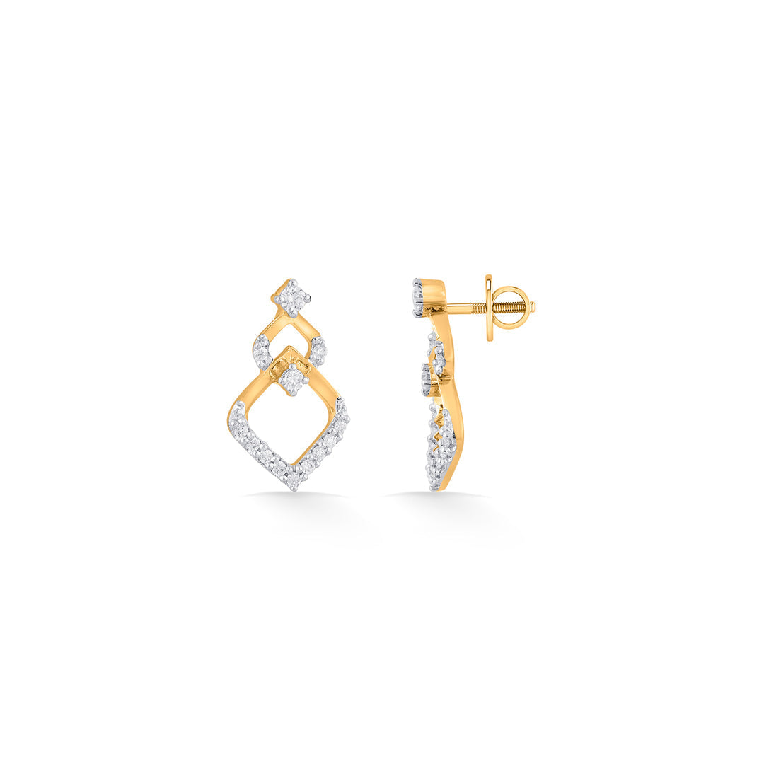 Star Dew Diamond & Gold Stud Earrings for Women