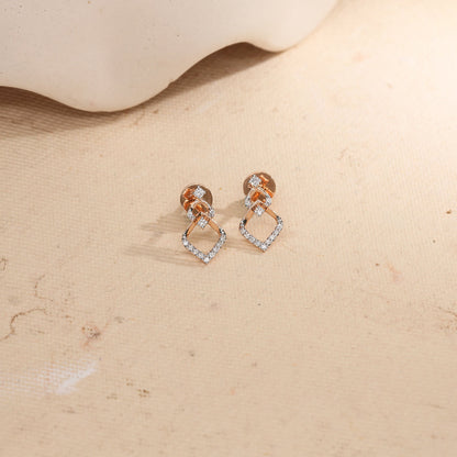 Star Dew Diamond & Gold Stud Earrings for Women