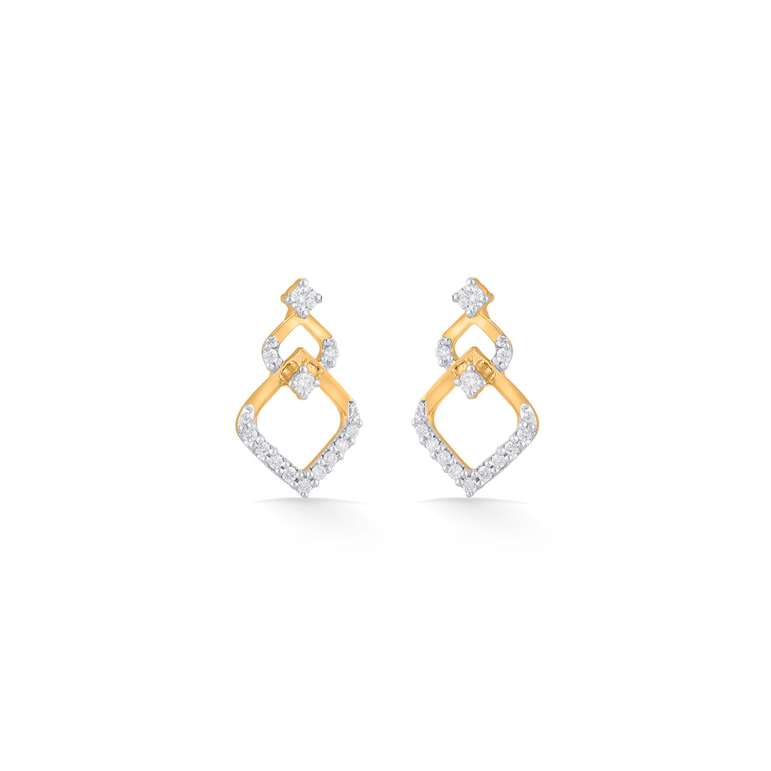 Star Dew Diamond & Gold Stud Earrings for Women