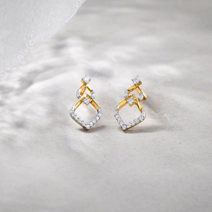 Star Dew Diamond & Gold Stud Earrings for Women