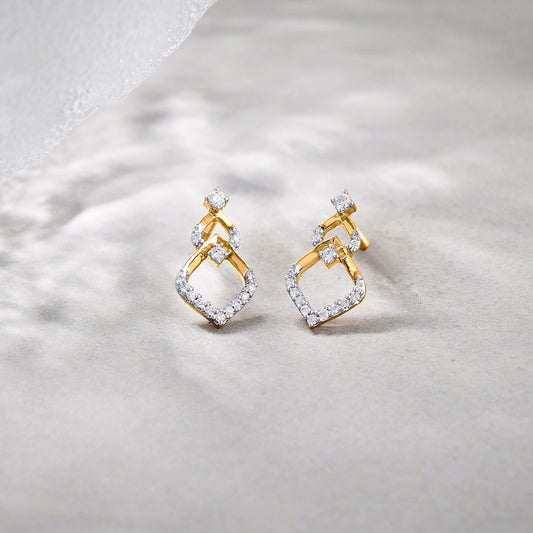 Star Dew Diamond & Gold Stud Earrings for Women