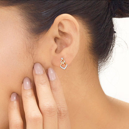 Star Dew Diamond & Gold Stud Earrings for Women