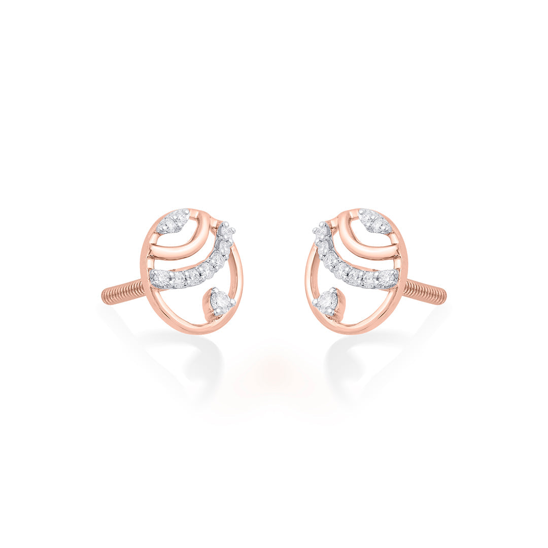 Crystal Radiance Diamond & Gold Stud Earrings for Women