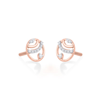 Crystal Radiance Diamond & Gold Stud Earrings for Women