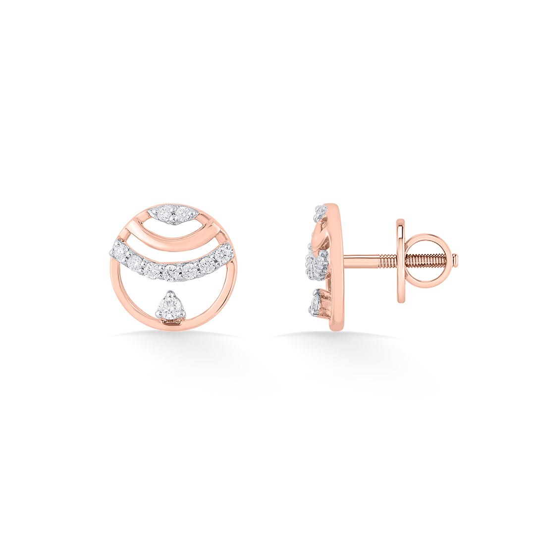 Crystal Radiance Diamond & Gold Stud Earrings for Women