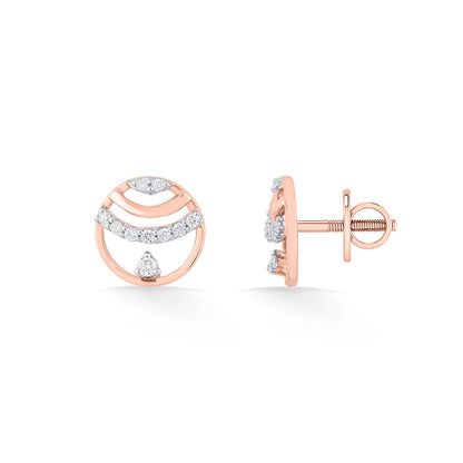 Crystal Radiance Diamond & Gold Stud Earrings for Women