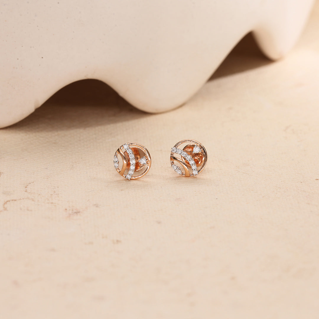 Crystal Radiance Diamond & Gold Stud Earrings for Women