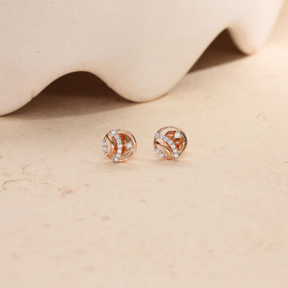 Crystal Radiance Diamond & Gold Stud Earrings for Women