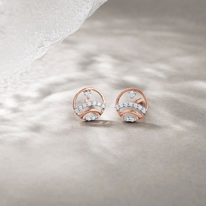 Crystal Radiance Diamond & Gold Stud Earrings for Women