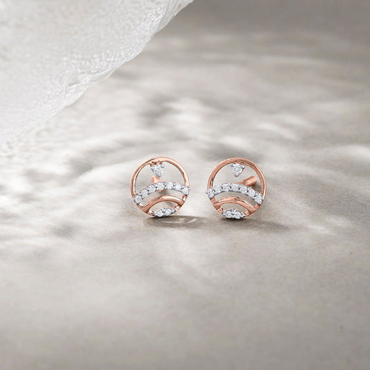 Crystal Radiance Diamond & Gold Stud Earrings for Women