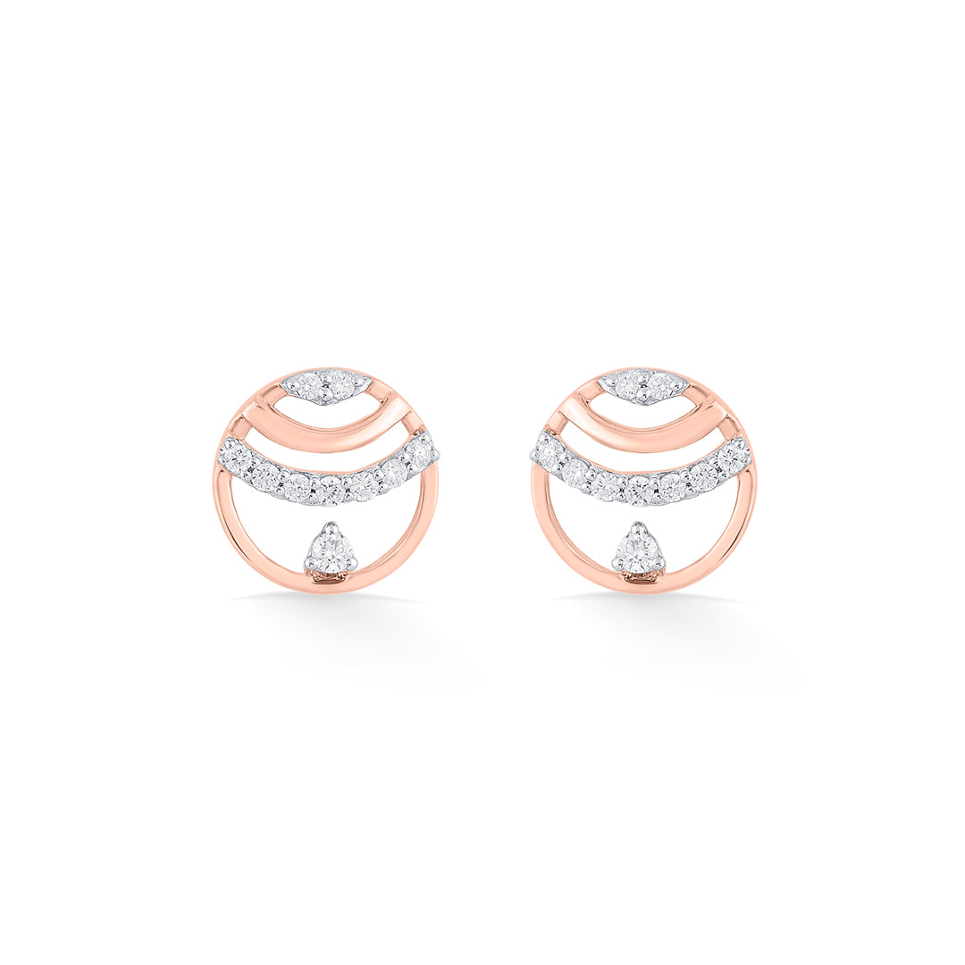 Crystal Radiance Diamond & Gold Stud Earrings for Women