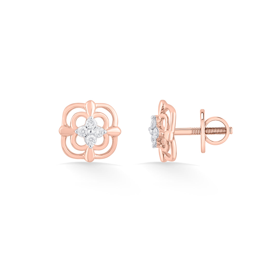 Lumi Glow Diamond & Gold Stud Earrings for Women