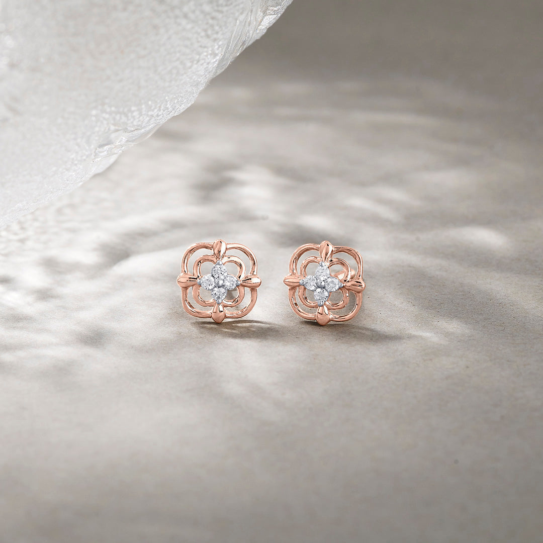 Lumi Glow Diamond & Gold Stud Earrings for Women