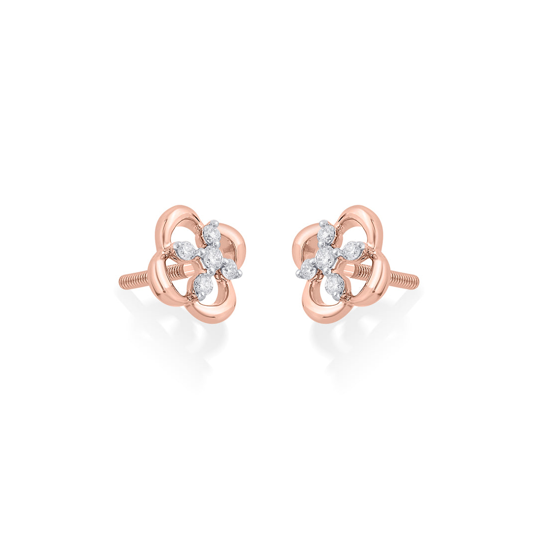 Luminous Edge Diamond & Gold Stud Earrings for Women