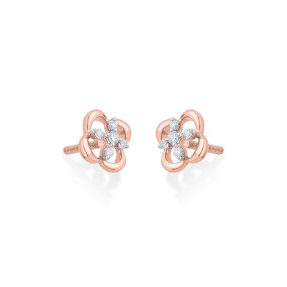 Luminous Edge Diamond & Gold Stud Earrings for Women