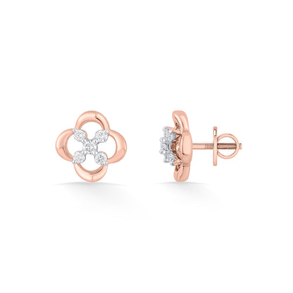 Luminous Edge Diamond & Gold Stud Earrings for Women