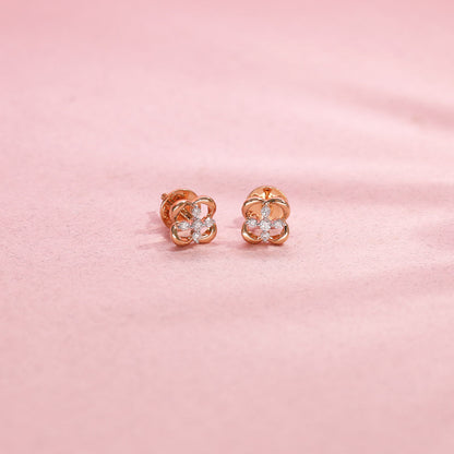 Luminous Edge Diamond & Gold Stud Earrings for Women