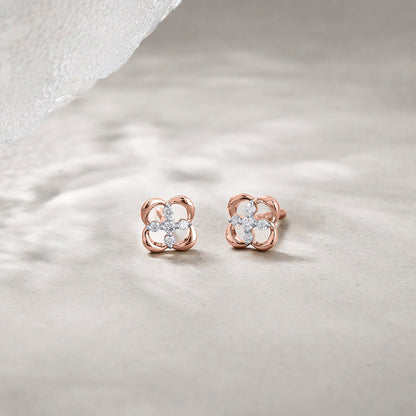 Luminous Edge Diamond & Gold Stud Earrings for Women