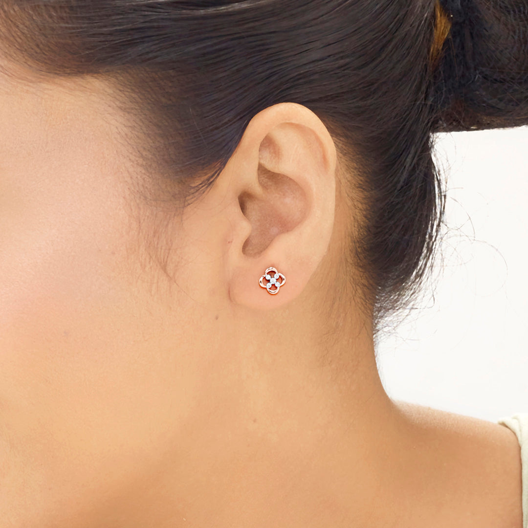 Luminous Edge Diamond & Gold Stud Earrings for Women
