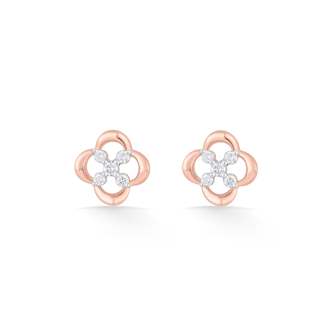 Luminous Edge Diamond & Gold Stud Earrings for Women