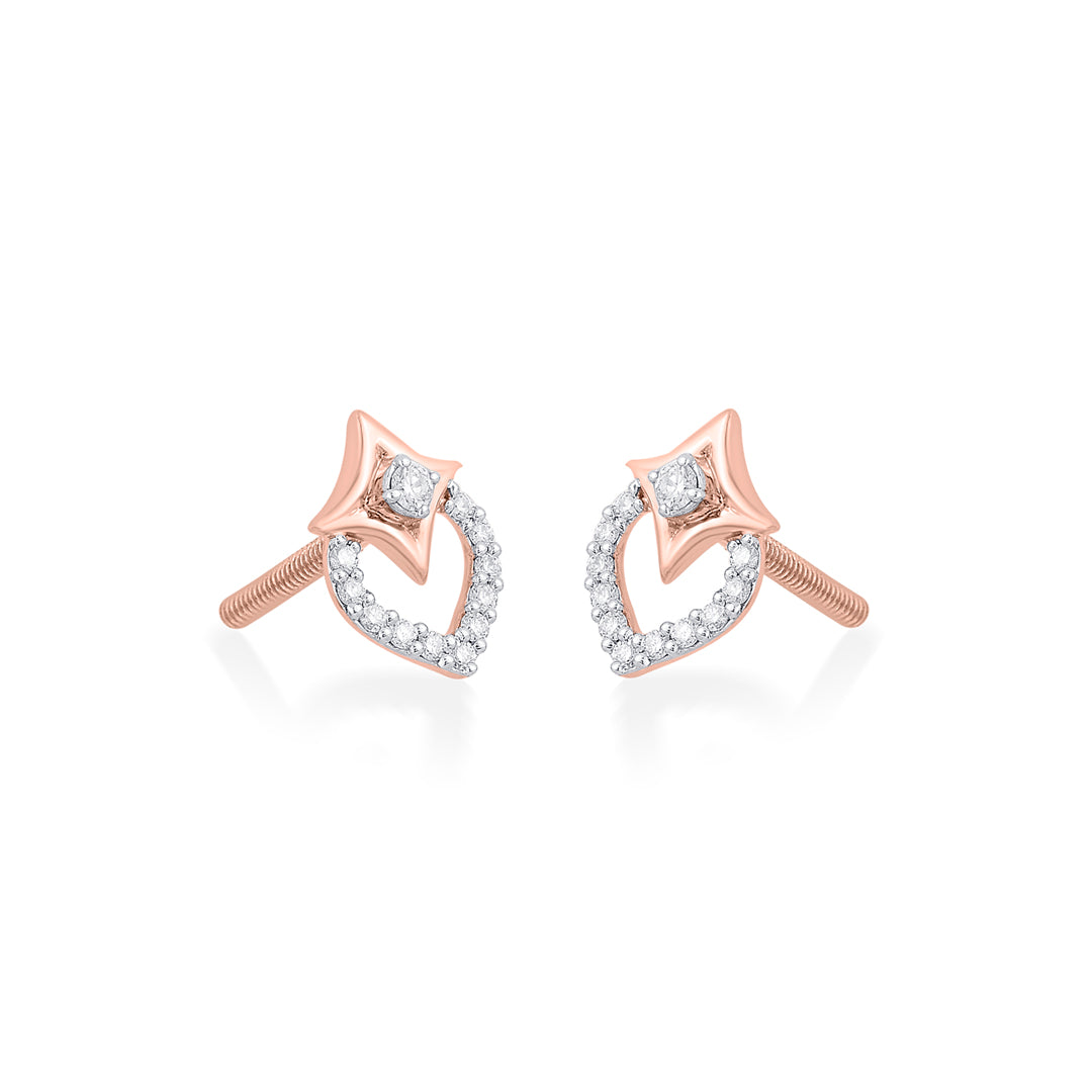 Crystal Lustre Diamond & Gold Stud Earrings for Women