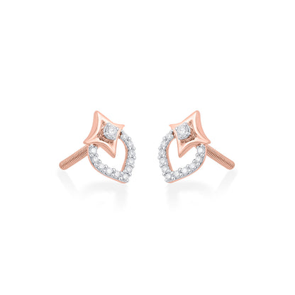 Crystal Lustre Diamond & Gold Stud Earrings for Women