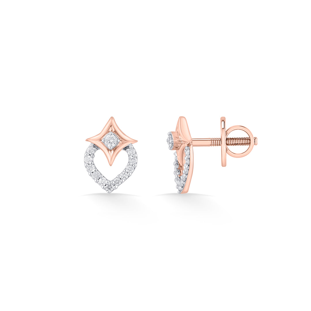 Crystal Lustre Diamond & Gold Stud Earrings for Women