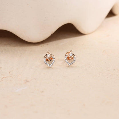 Crystal Lustre Diamond & Gold Stud Earrings for Women