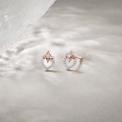Crystal Lustre Diamond & Gold Stud Earrings for Women