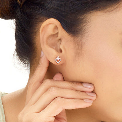 Crystal Lustre Diamond & Gold Stud Earrings for Women
