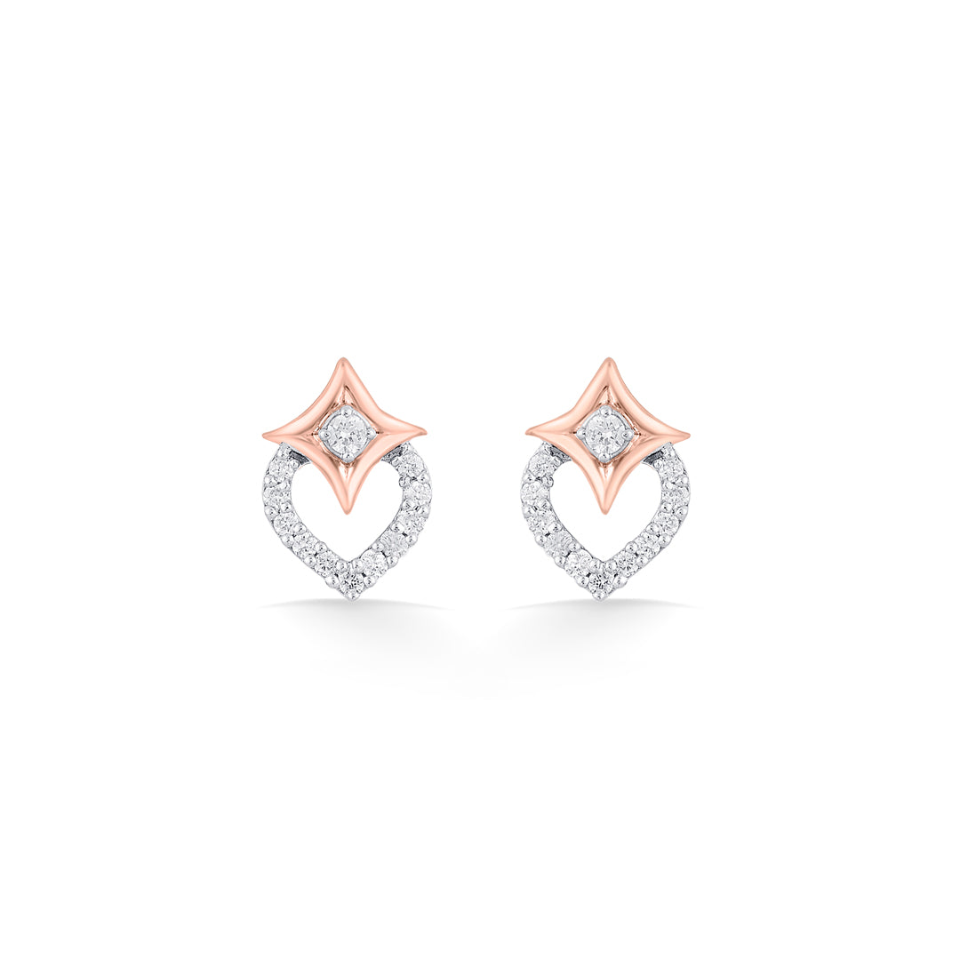 Crystal Lustre Diamond & Gold Stud Earrings for Women