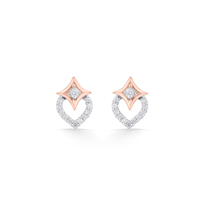 Crystal Lustre Diamond & Gold Stud Earrings for Women