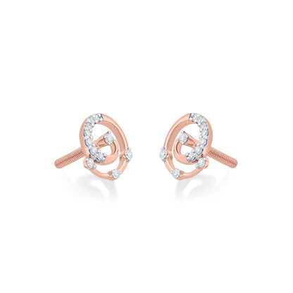 Crystal Swirl Diamond & Gold Stud Earrings for Women