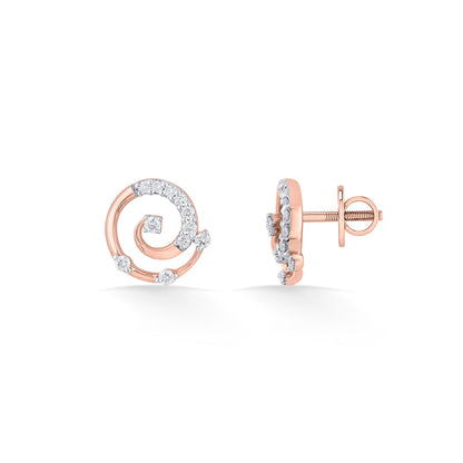 Crystal Swirl Diamond & Gold Stud Earrings for Women