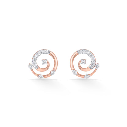 Crystal Swirl Diamond & Gold Stud Earrings for Women