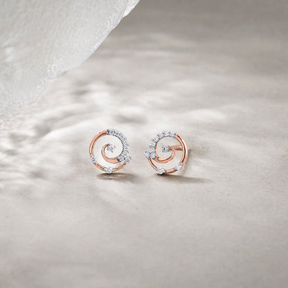 Crystal Swirl Diamond & Gold Stud Earrings for Women