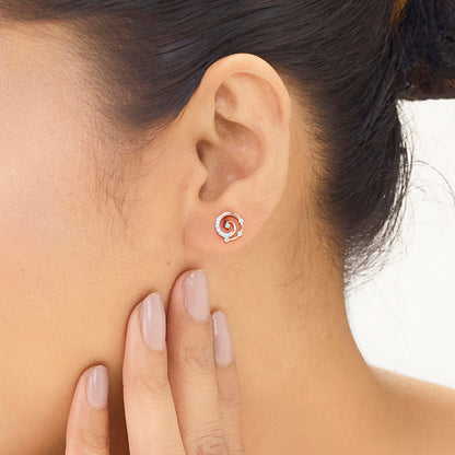 Crystal Swirl Diamond & Gold Stud Earrings for Women