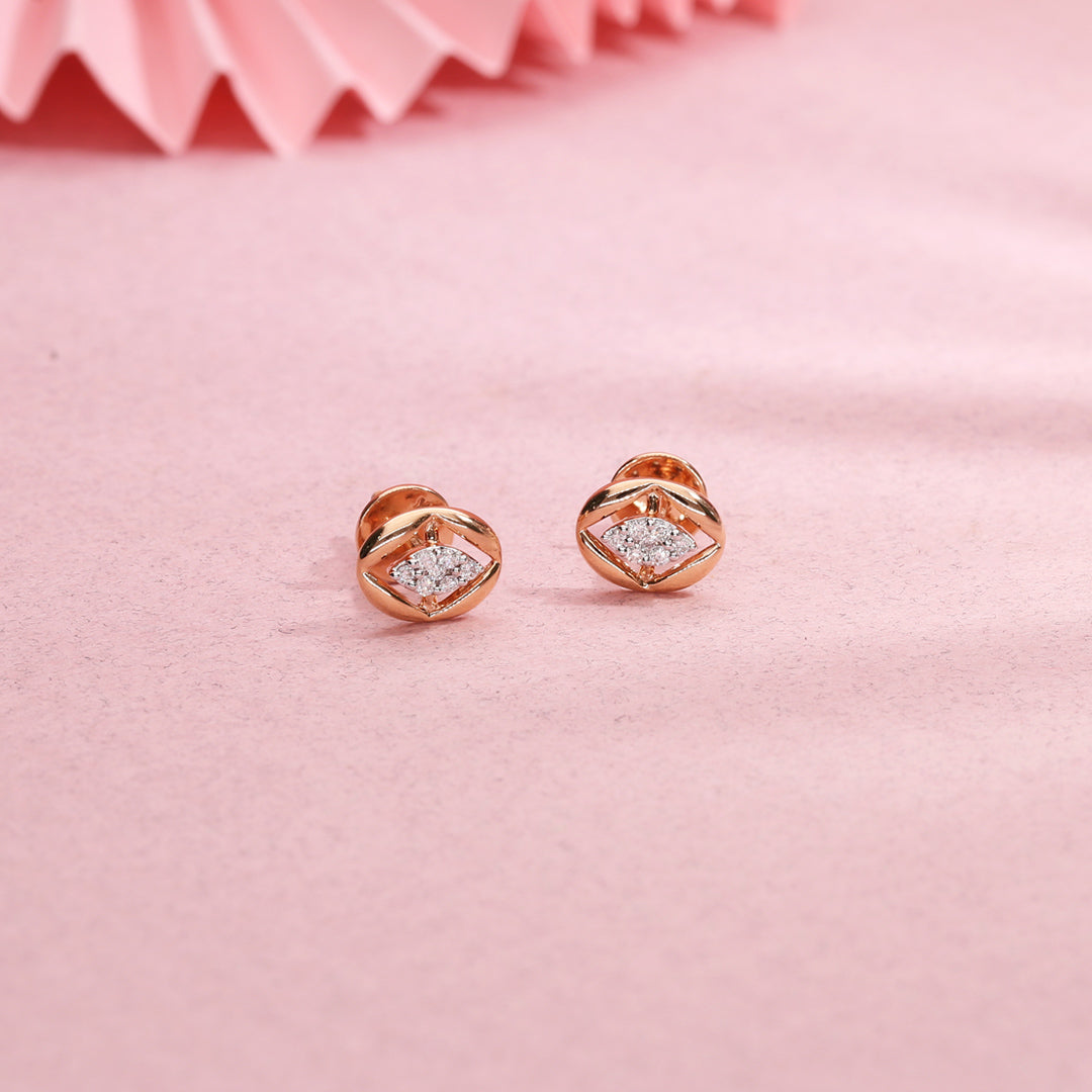 Celestial Bond Diamond & Gold Stud Earrings for Women
