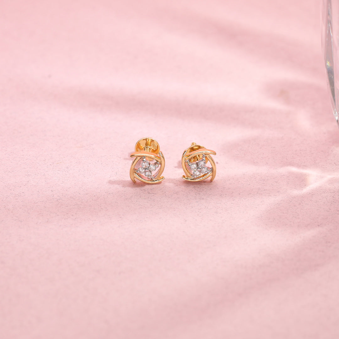 Radiant Gleams Diamond & Gold Stud Earrings for Women